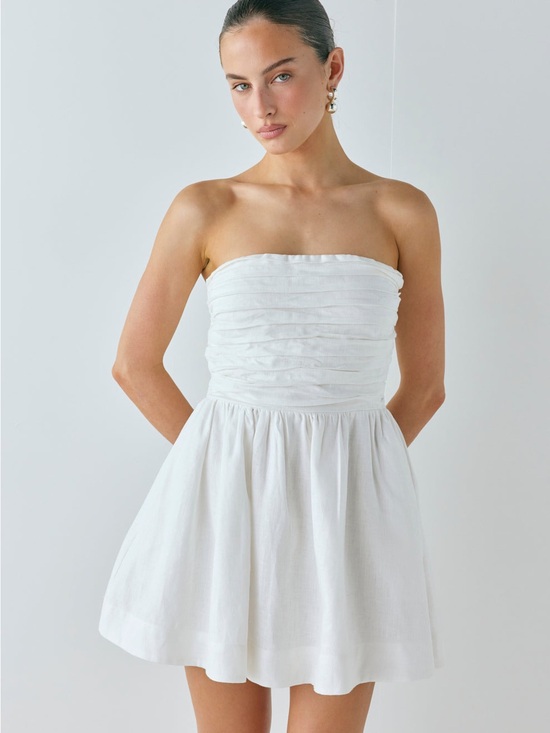 Vrg Grl Dresses & Skirts - SAINT MALO LINEN MINI DRESS WHITE NWT